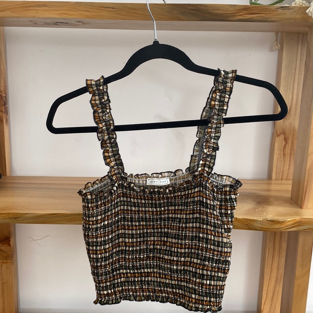 Emory park plaid stretch crop top small